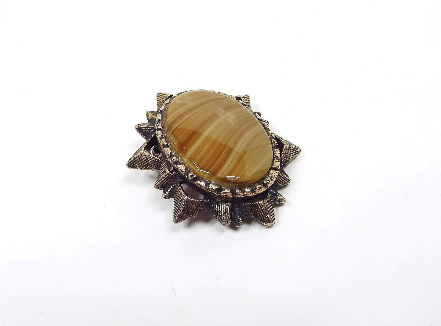 Agate Gemstone Vintage Brooch Pin