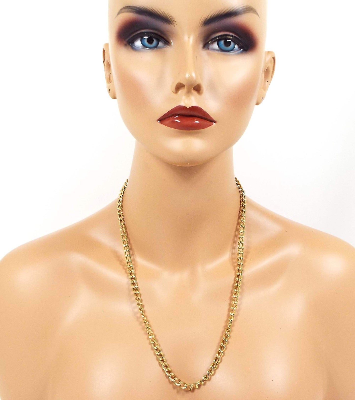 Monet Vintage Curb Chain Necklace with Textured Dot Links