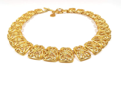 Anne Klein Vintage Filigree Rectangle Link Necklace