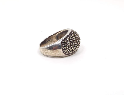 Vintage Sterling Silver Marcasite Dome Ring