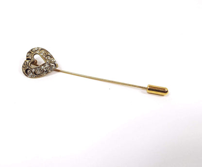 Rhinestone Heart Vintage Stick Pin