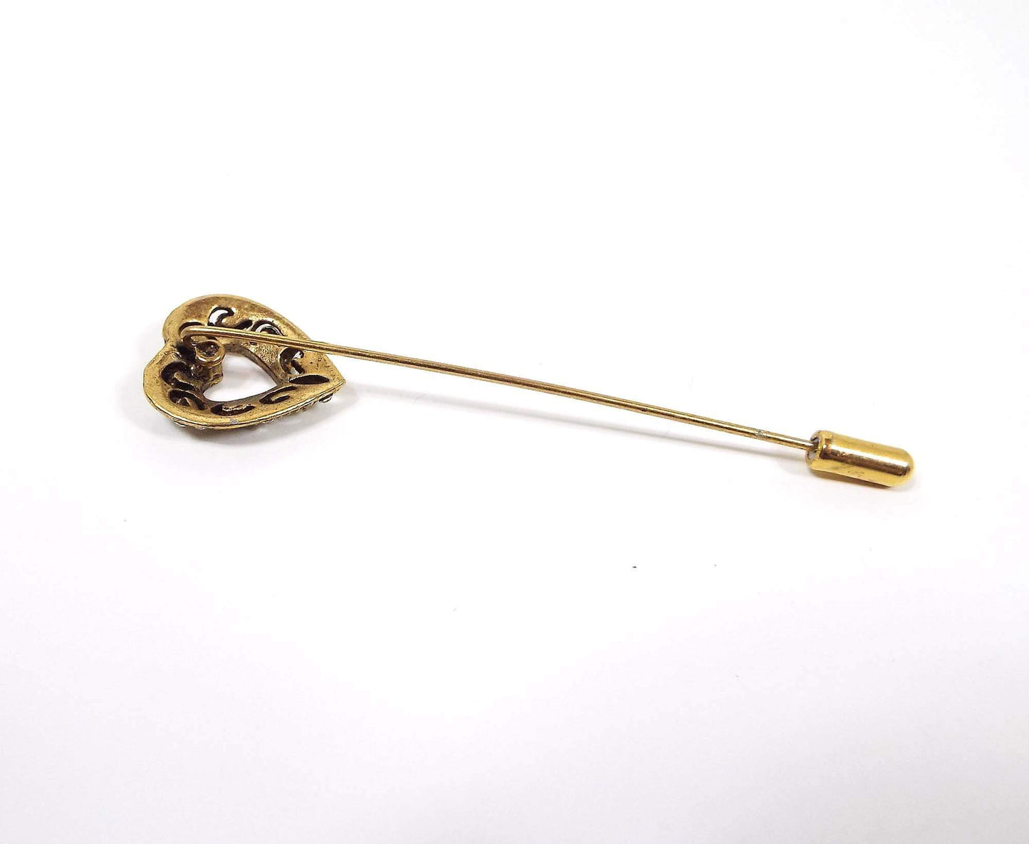 Rhinestone Heart Vintage Stick Pin