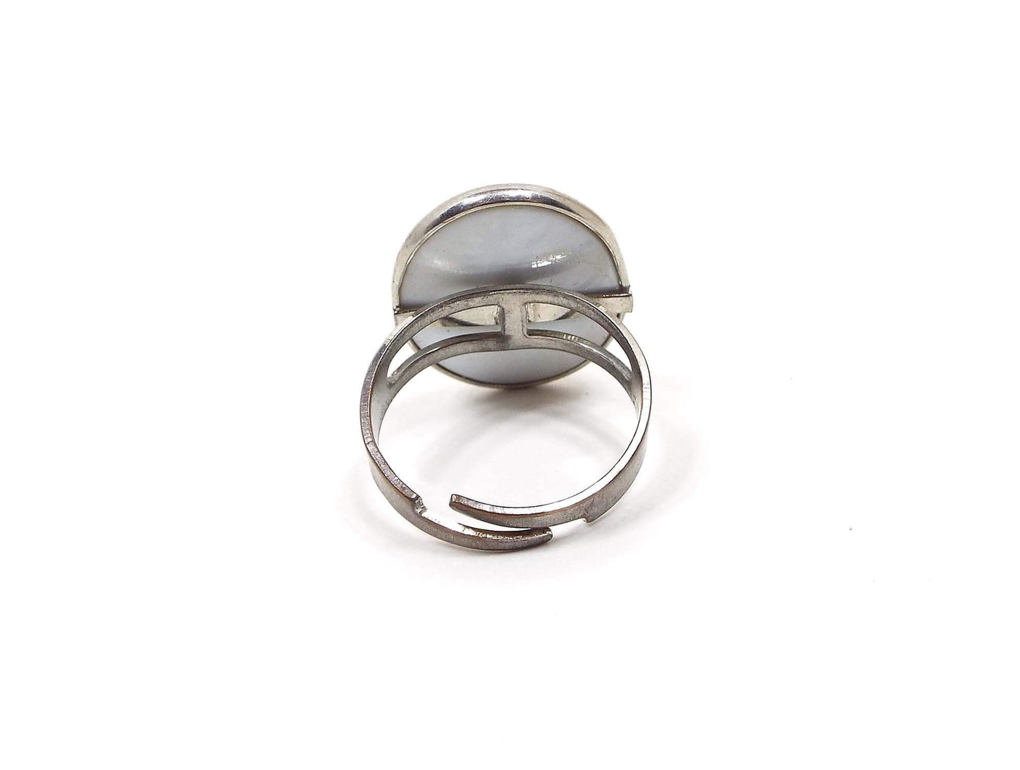 Large Oval Vintage Abalone Adjustable Ring