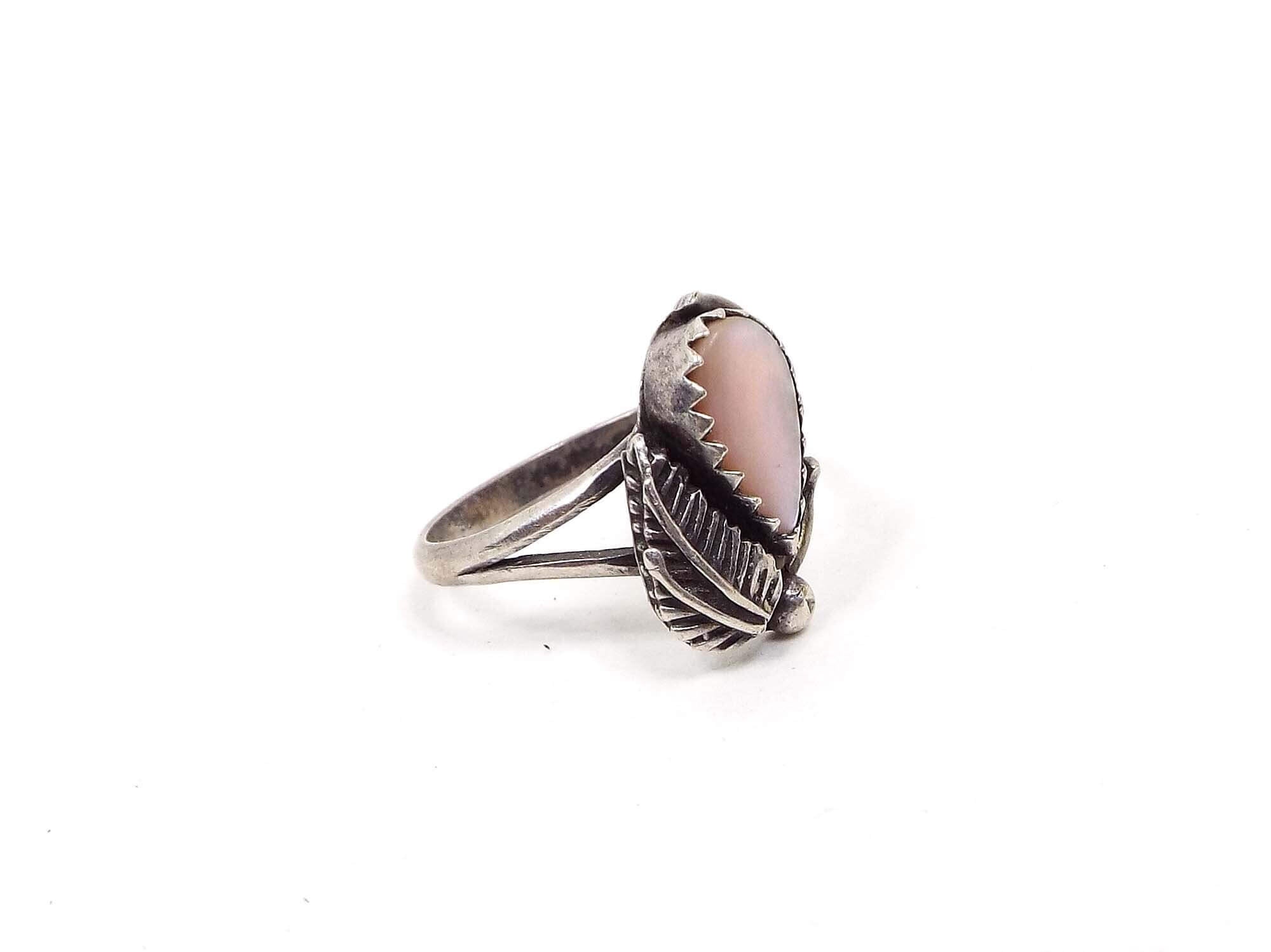 Small Southwestern Boho Vintage Mother of Pearl Ring