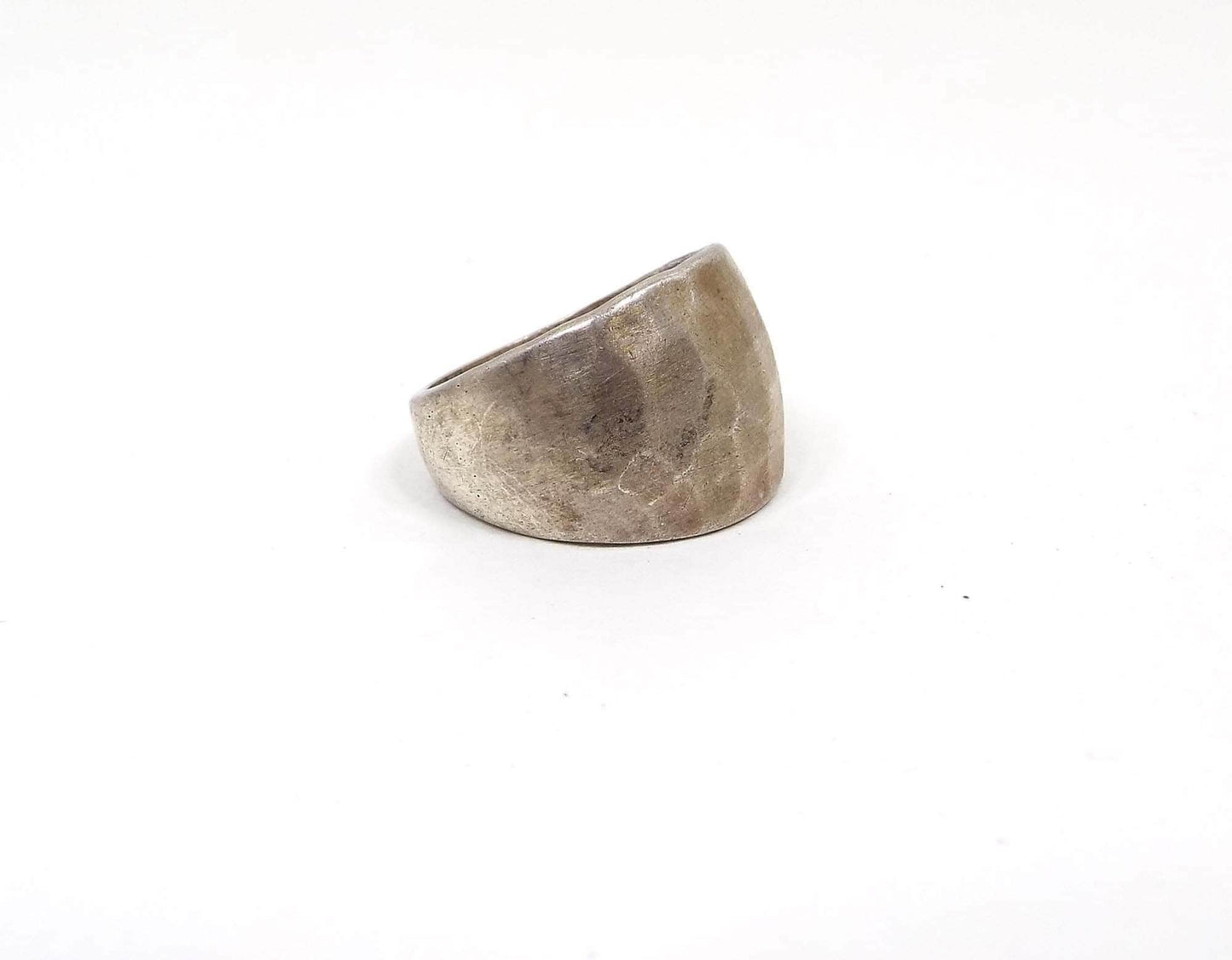 Wide Hammered Sterling Silver Vintage Band Ring