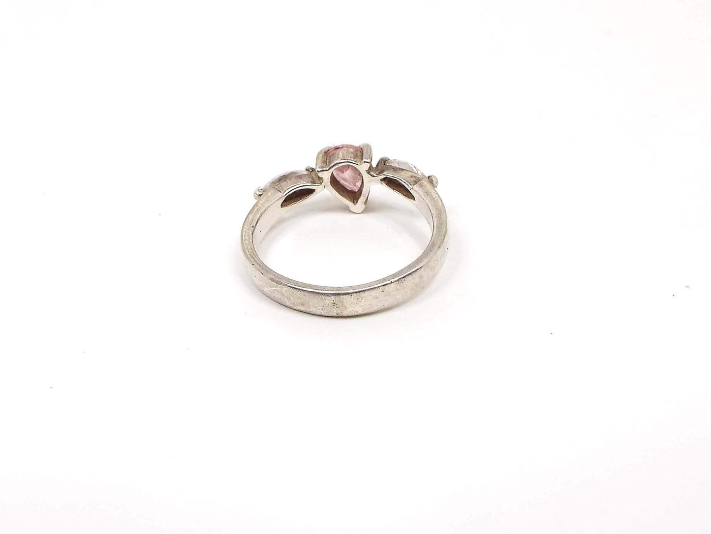Sterling Silver Pink and Clear Vintage Cubic Zirconia Ring