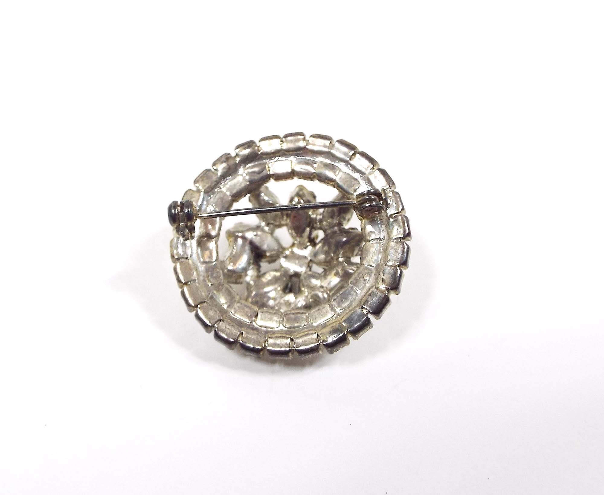 Broche de ráfaga redonda de diamantes de imitación vintage