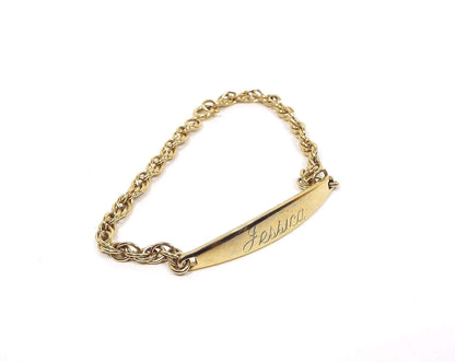 Vintage ID Bracelet with Engraved Name Jessica