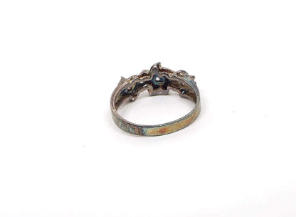 Sterling Silver Vintage Rhinestone Flower Ring