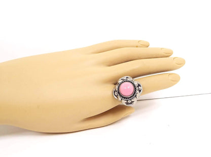 Vintage Pink Glass Dome Adjustable Ring