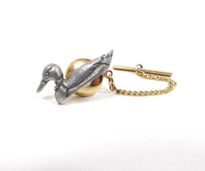 Pewter Vintage Duck Tie Tack, Animal Tie Pin