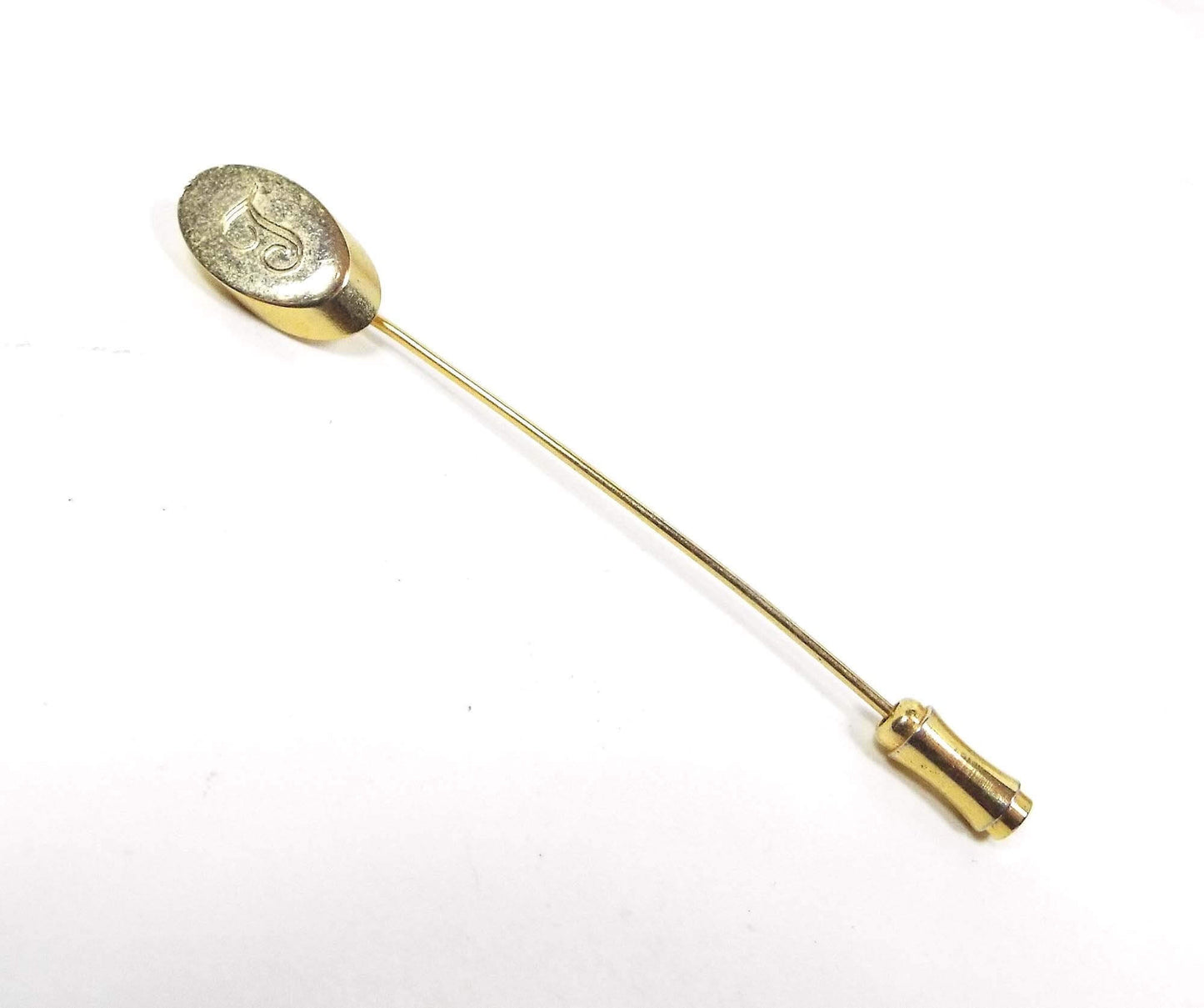 Vintage Engraved Letter Initial T Stick Pin