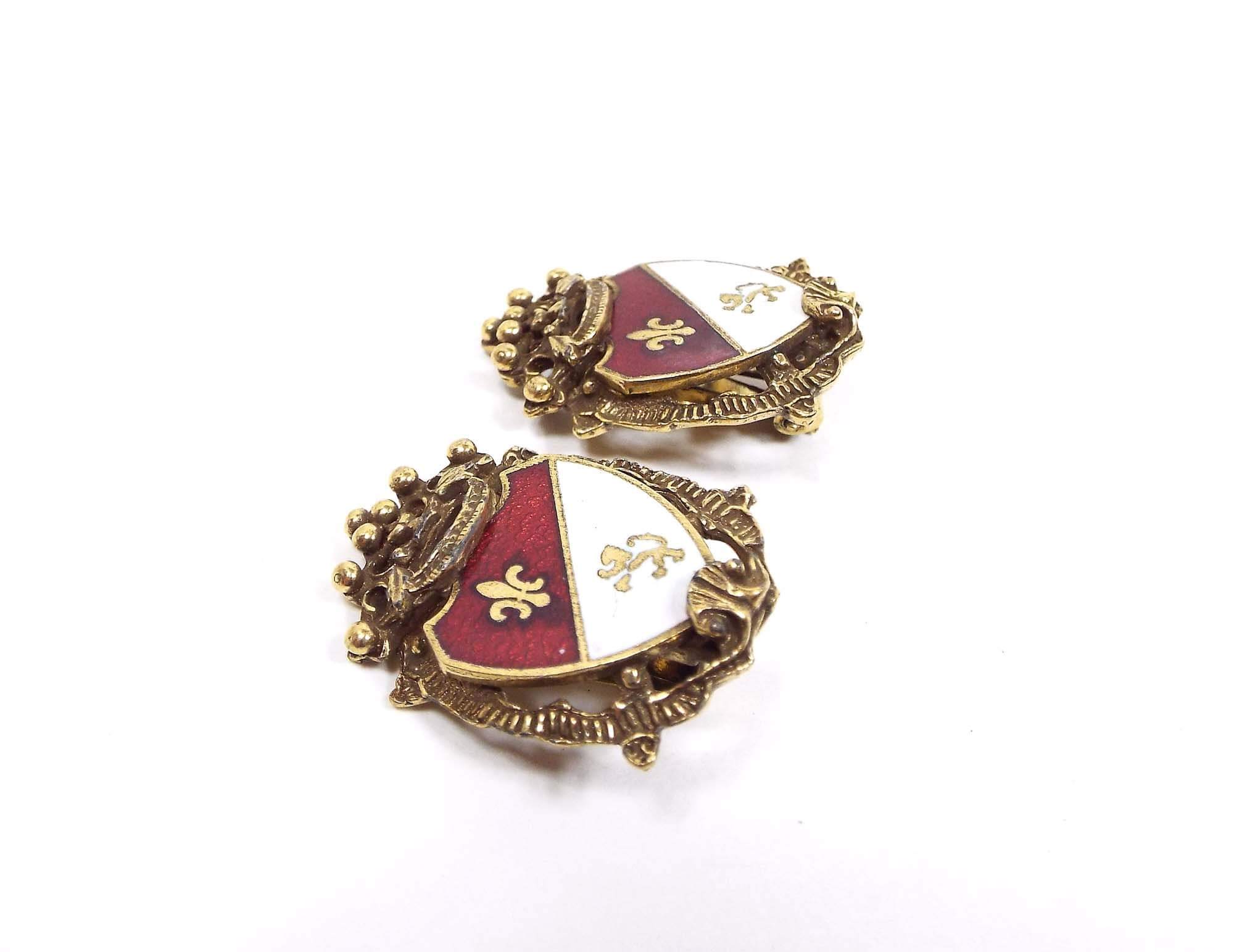 Coro Heraldic Shield Vintage Clip on Earrings