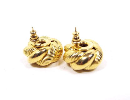 Large Gold Tone Vintage Knot Earrings