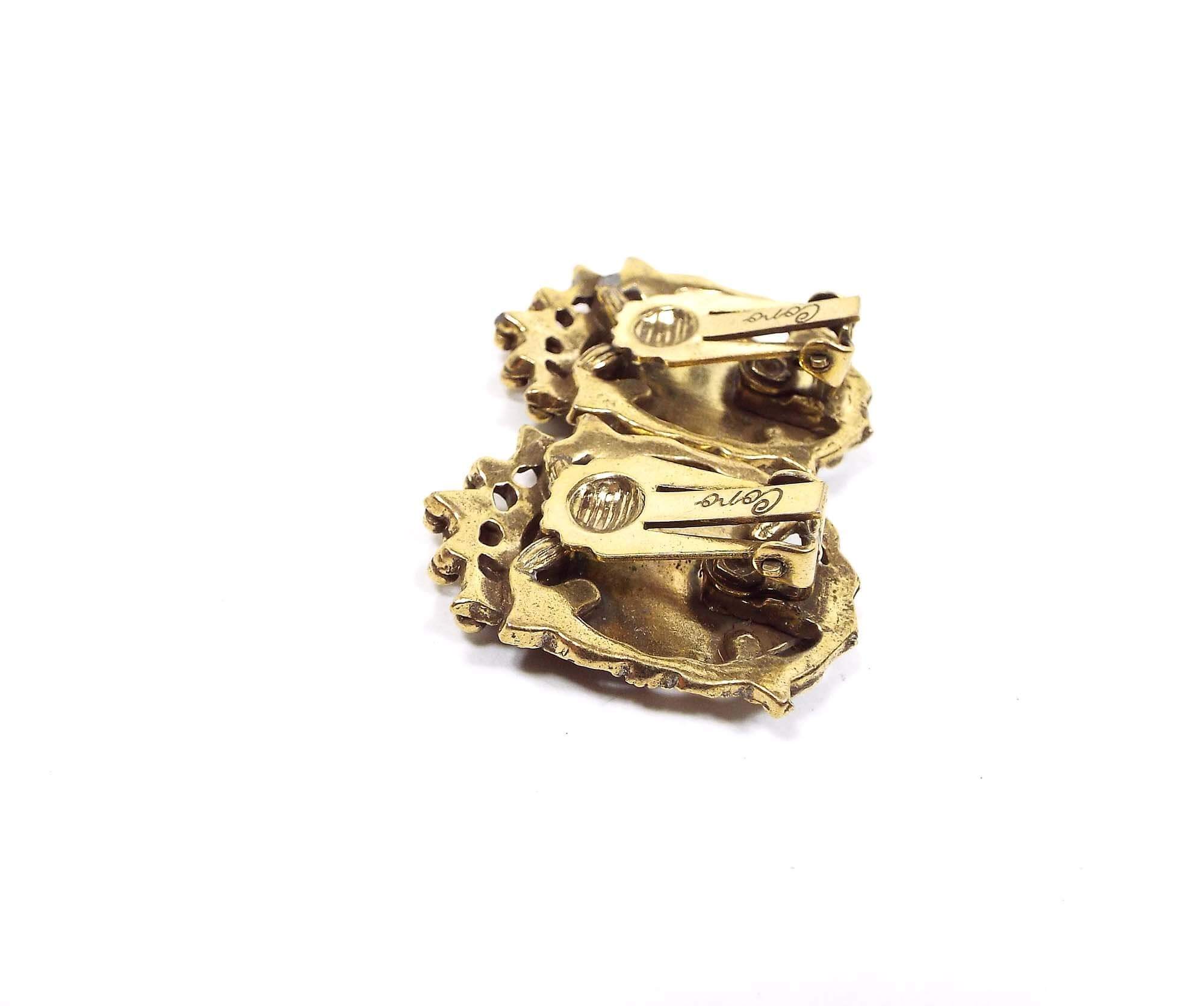 Coro Heraldic Shield Vintage Clip on Earrings