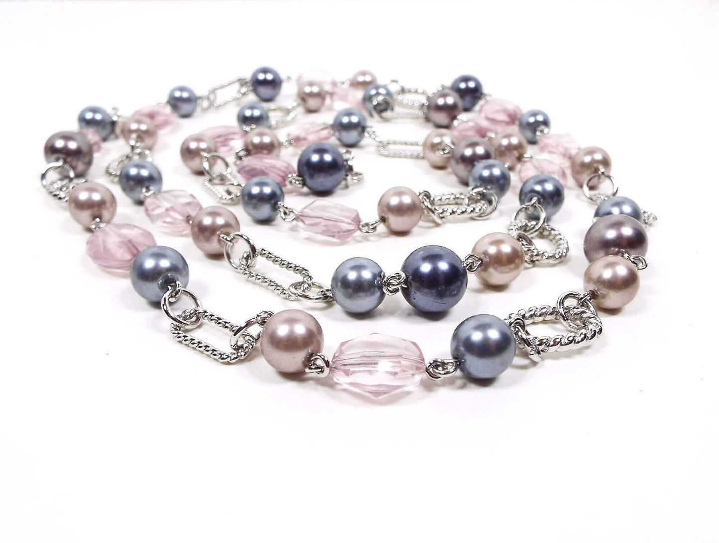 Long Premier Designs Faux Pearl and Plastic Beaded Vintage Chain Necklace