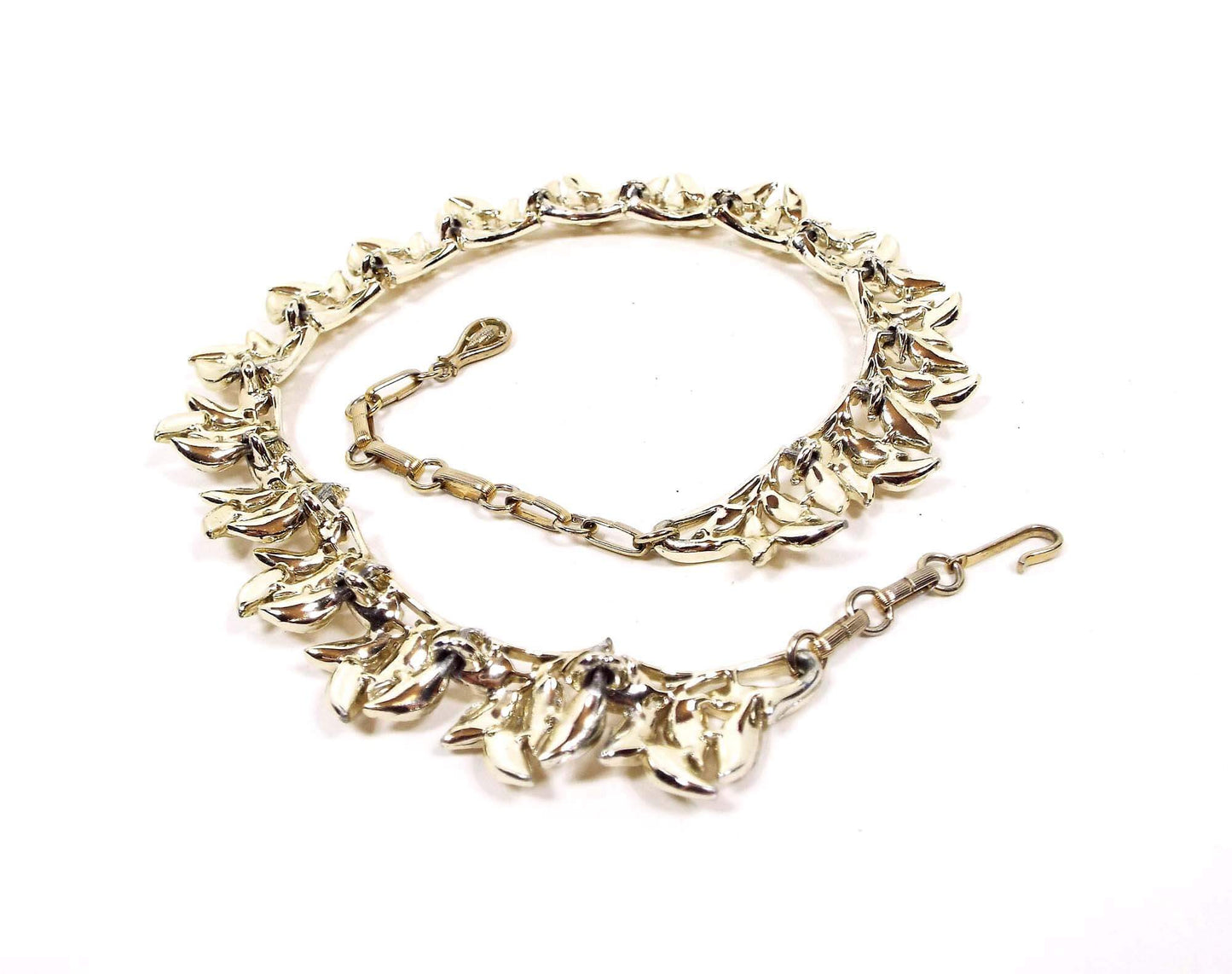Coro Vintage Leaf Link Choker Necklace