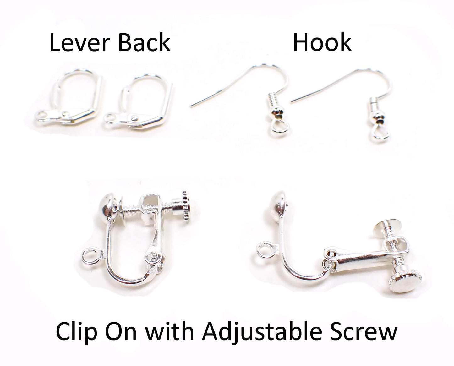 Handmade Metallic Rainbow Teardrop Earrings Silver Plated Hook Lever Back or Clip On
